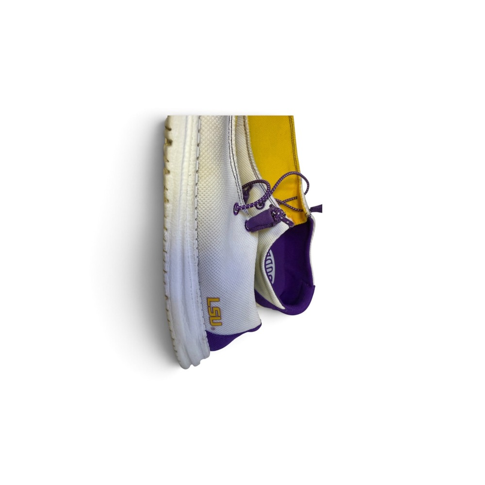 Hey Dude Wendy LSU Tigers Purple Gold Mesh Slip On Loafers Womens Size 8 - Picture 2 of 7